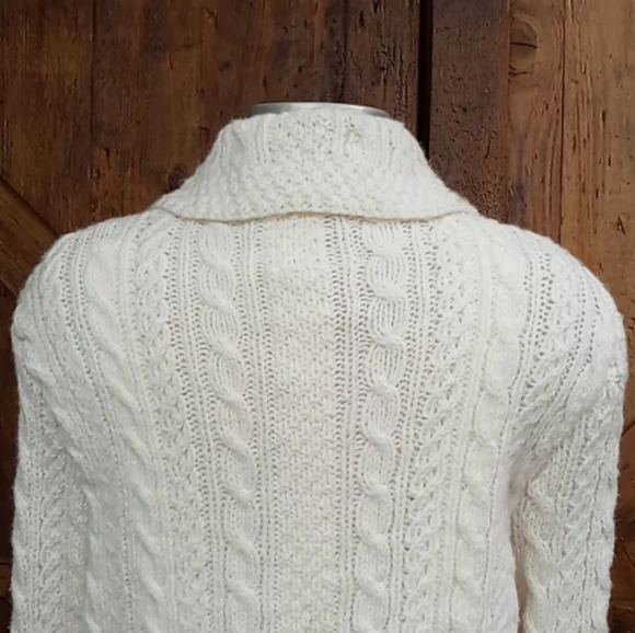 Vintage Ivory Cable Knit Sweater Coat - Picture 7 of 10
